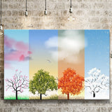 The Tree And Lake Reflection Of The Four Seasons Of The Year Canvas Prints Wall Art - Painting Canvas, Wall Decor, Home Decor, Prints for Sale