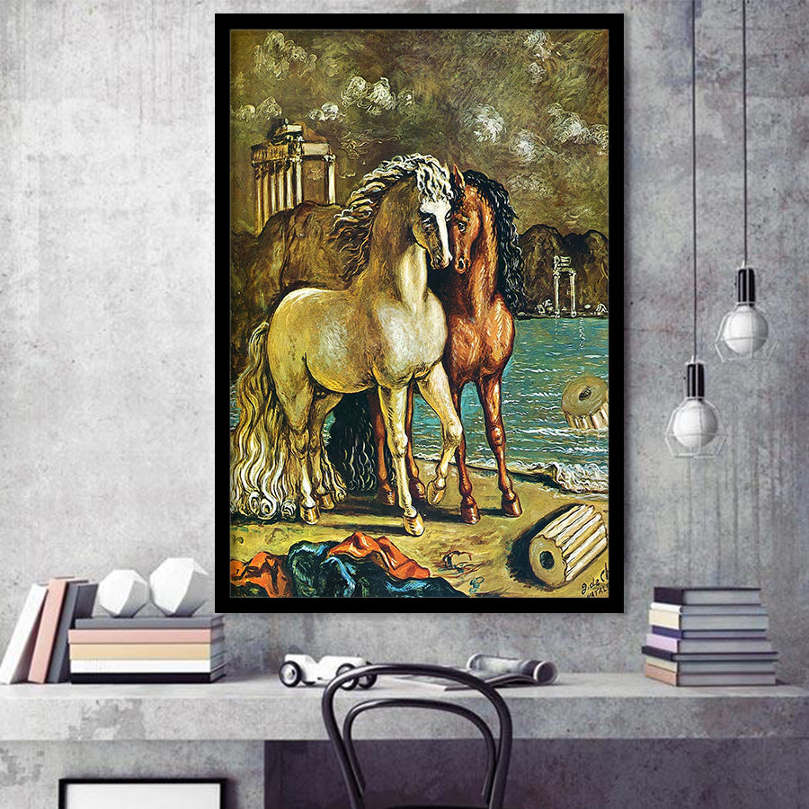 The Horses Of Apollo, Giorgio De Chirico, Horse Wall Art, Framed Art Prints Wall Art Home Decor, Ready to Hang