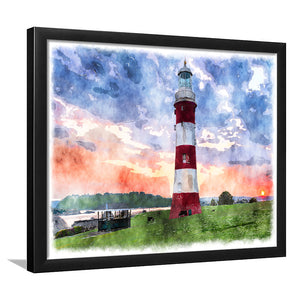 The Lighthouse At The Hoe In Plymouth Devon Framed Wall Art - Framed Prints, Art Prints, Print for Sale, Painting Prints