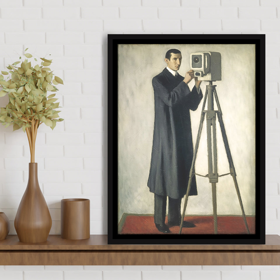 The Man And Old Toy Framed Canvas Prints Wall Art, Floating Frame, Large Canvas Home Decor