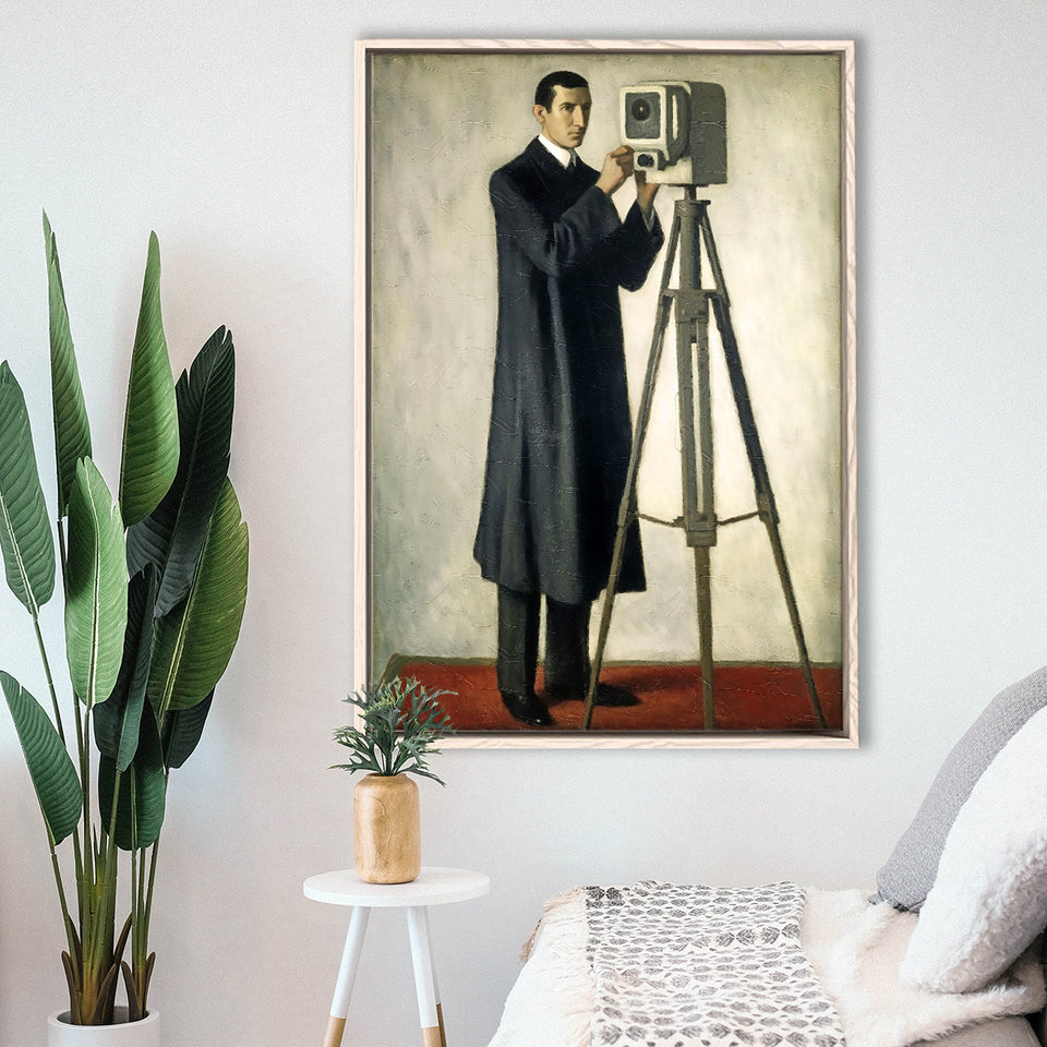 The Man And Old Toy Framed Canvas Prints Wall Art, Floating Frame, Large Canvas Home Decor