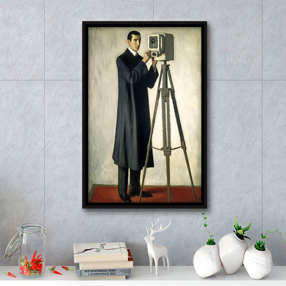 The Man And Old Toy Framed Canvas Prints Wall Art, Floating Frame, Large Canvas Home Decor