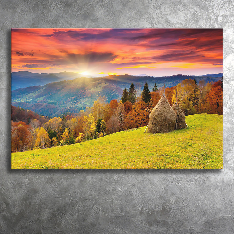 The mountain autumn landscape with colorful forestjpeg Canvas Prints Wall Art - Painting Canvas, Wall Decor, Home Decor, Prints for Sale