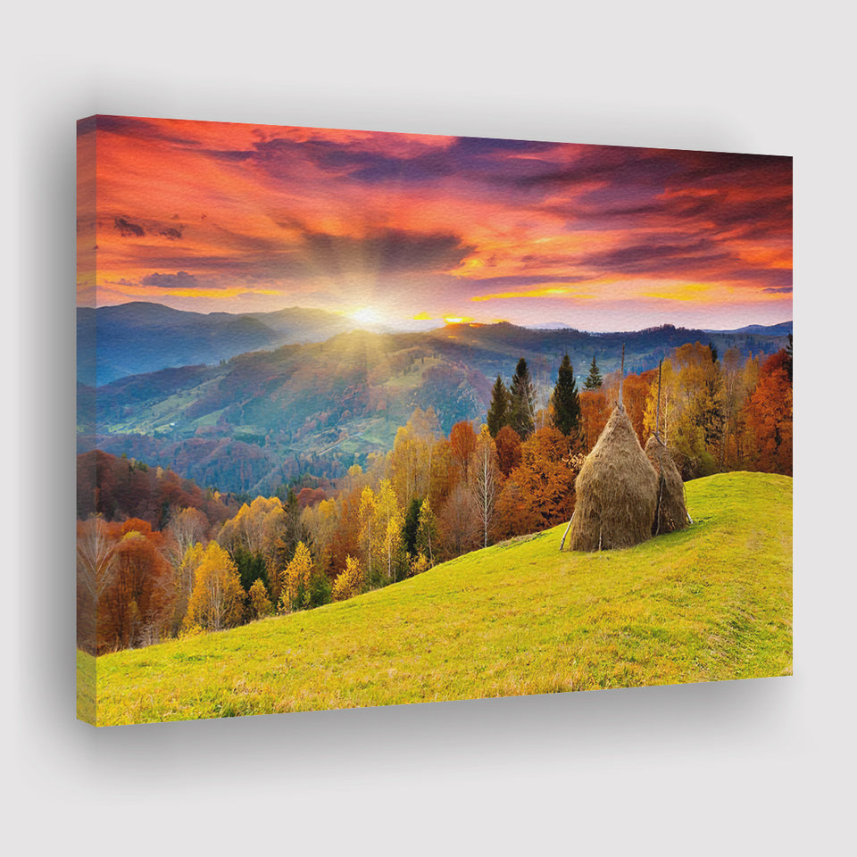 The mountain autumn landscape with colorful forestjpeg Canvas Prints Wall Art - Painting Canvas, Wall Decor, Home Decor, Prints for Sale