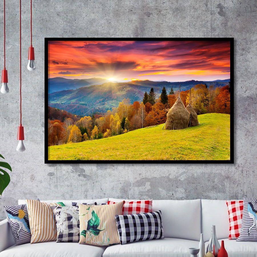 The mountain autumn landscape with colorful forestjpeg Framed Art Prints Wall Decor - Painting Art, Wall Art, Home Decor