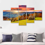 The mountain autumn landscape with colorful forestjpeg 5 Pieces Canvas Prints Wall Art - Painting Canvas, Multi Panels, Wall Decor