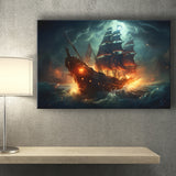 The Pirate Ship Fled When Attacked Canvas Prints Wall Art Home Decor, Painting Canvas, Living Room Wall Decor
