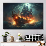 The Pirate Ship Fled When Attacked Canvas Prints Wall Art Home Decor, Painting Canvas, Living Room Wall Decor