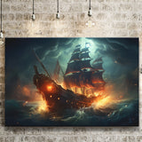 The Pirate Ship Fled When Attacked Canvas Prints Wall Art Home Decor, Painting Canvas, Living Room Wall Decor
