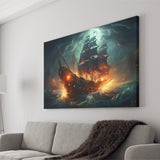 The Pirate Ship Fled When Attacked Canvas Prints Wall Art Home Decor, Painting Canvas, Living Room Wall Decor