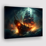 The Pirate Ship Fled When Attacked Canvas Prints Wall Art Home Decor, Painting Canvas, Living Room Wall Decor