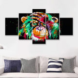 Thinking Monkey Water Colorful Canvas 5 Pieces Prints Wall Art Decor - Painting Canvas, Multi Panels, Canvas Print