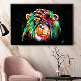 Thinking Monkey Water Colorful Framed Canvas Prints Wall Art Decor - Painting Canvas, Floating Frame, Framed Picture
