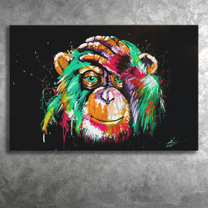 Thinking Monkey Water Colorful Canvas Prints Wall Art Decor - Painting Canvas, Home Decor, Art Print, Art For Sale