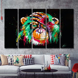 Thinking Monkey Water Colorful Canvas 5 Piece B Prints Wall Art Decor - Painting Canvas, Multi Panels, Canvas Prints