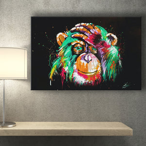 Thinking Monkey Water Colorful Canvas Prints Wall Art Decor - Painting Canvas, Home Decor, Art Print, Art For Sale
