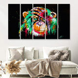Thinking Monkey Water Colorful Canvas 5 Piece B Prints Wall Art Decor - Painting Canvas, Multi Panels, Canvas Prints