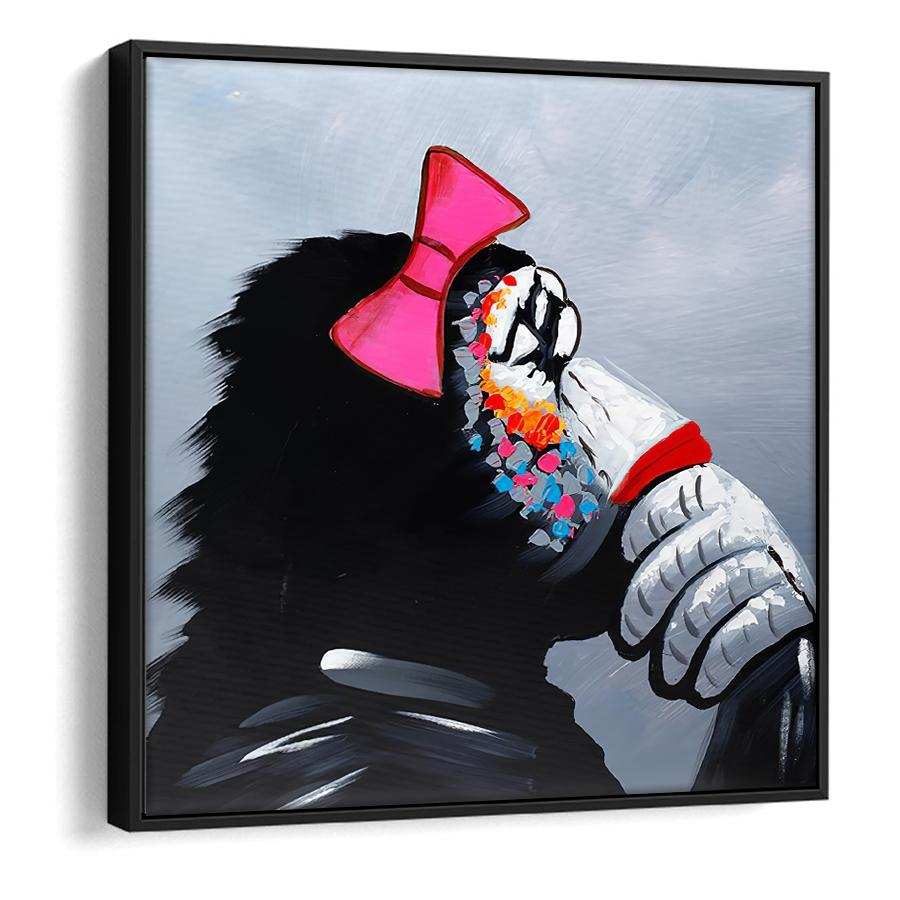 Canvas Wall Art | Thinking Monkey Girl - Animal Art, Framed Canvas, Painting Canvas