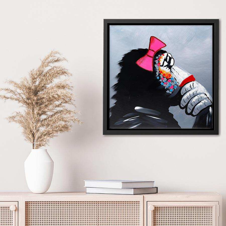 Canvas Wall Art | Thinking Monkey Girl - Animal Art, Framed Canvas, Painting Canvas