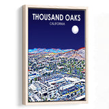 Thousand Oaks CA Art California Night Landscape, Large Canvas, Framed Canvas Print Wall Art Home Decor, Floating Frame