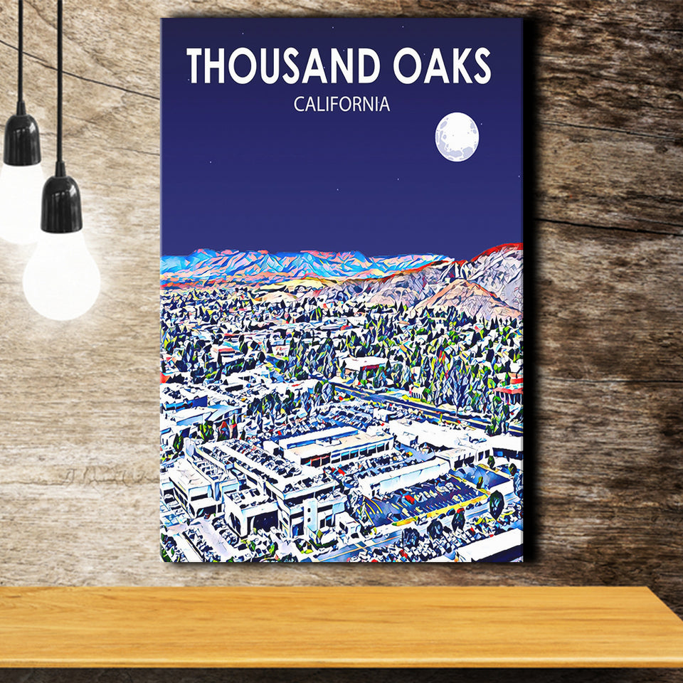 Thousand Oaks CA Art California Night Landscape ,City Art Print, Large Canvas, Canvas Print Wall Art Home Decor