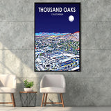 Thousand Oaks CA Art California Night Landscape, Large Canvas, Framed Canvas Print Wall Art Home Decor, Floating Frame