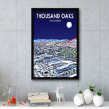 Thousand Oaks CA Art California Night Landscape, Large Canvas, Framed Canvas Print Wall Art Home Decor, Floating Frame