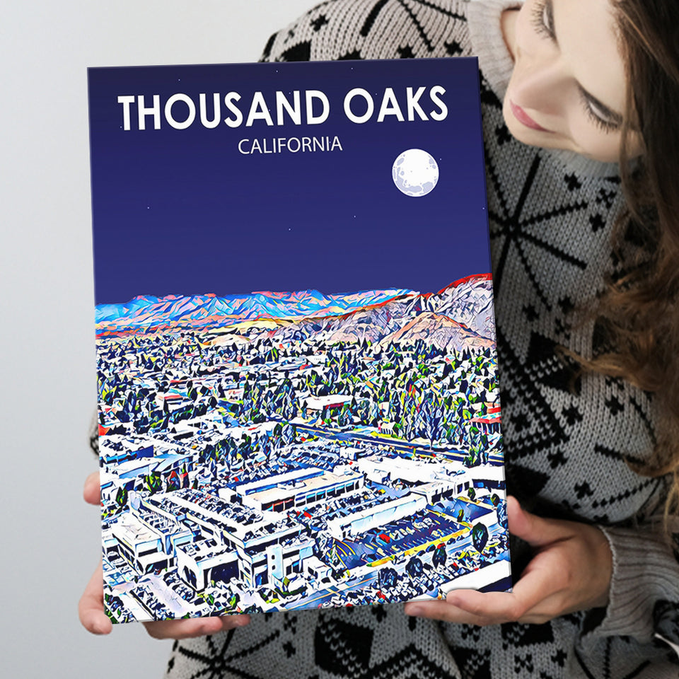 Thousand Oaks CA Art California Night Landscape ,City Art Print, Large Canvas, Canvas Print Wall Art Home Decor