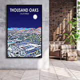 Thousand Oaks CA Art California Night Landscape, Large Canvas, Framed Canvas Print Wall Art Home Decor, Floating Frame