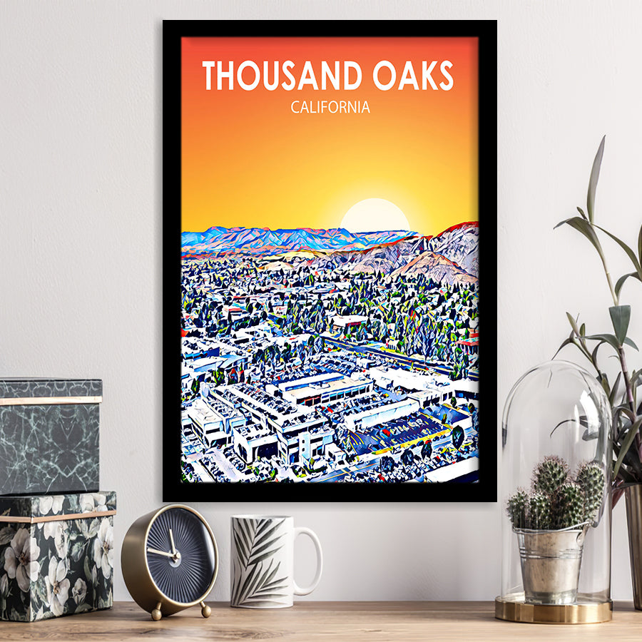 Thousand Oaks CA Art California Sunset Landscape, City Art Print, Framed Art Print Wall Art Home Decor, Framed Picture