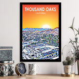 Thousand Oaks CA Art California Sunset Landscape, City Art Print, Framed Art Print Wall Art Home Decor, Framed Picture