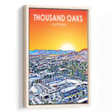 Thousand Oaks CA Art California Sunset Landscape, Large Canvas, Framed Canvas Print Wall Art Home Decor, Floating Frame