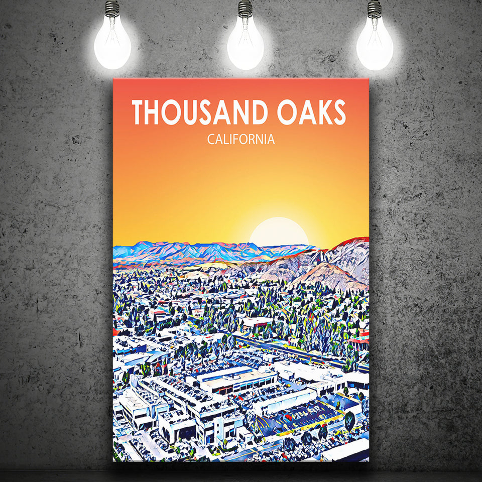 Thousand Oaks CA Art California Sunset Landscape ,City Art Print, Large Canvas, Canvas Print Wall Art Home Decor