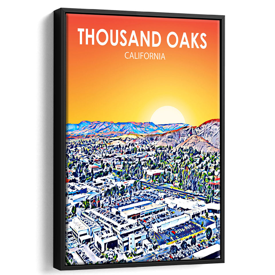 Thousand Oaks CA Art California Sunset Landscape, Large Canvas, Framed Canvas Print Wall Art Home Decor, Floating Frame