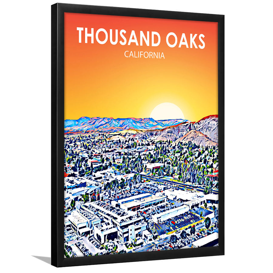 Thousand Oaks CA Art California Sunset Landscape, City Art Print, Framed Art Print Wall Art Home Decor, Framed Picture