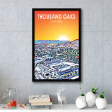 Thousand Oaks CA Art California Sunset Landscape, Large Canvas, Framed Canvas Print Wall Art Home Decor, Floating Frame
