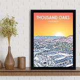 Thousand Oaks CA Art California Sunset Landscape, Large Canvas, Framed Canvas Print Wall Art Home Decor, Floating Frame