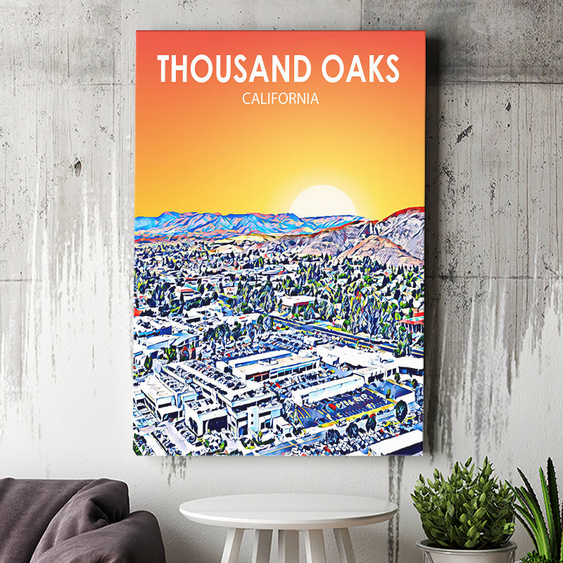Thousand Oaks CA Art California Sunset Landscape ,City Art Print, Large Canvas, Canvas Print Wall Art Home Decor