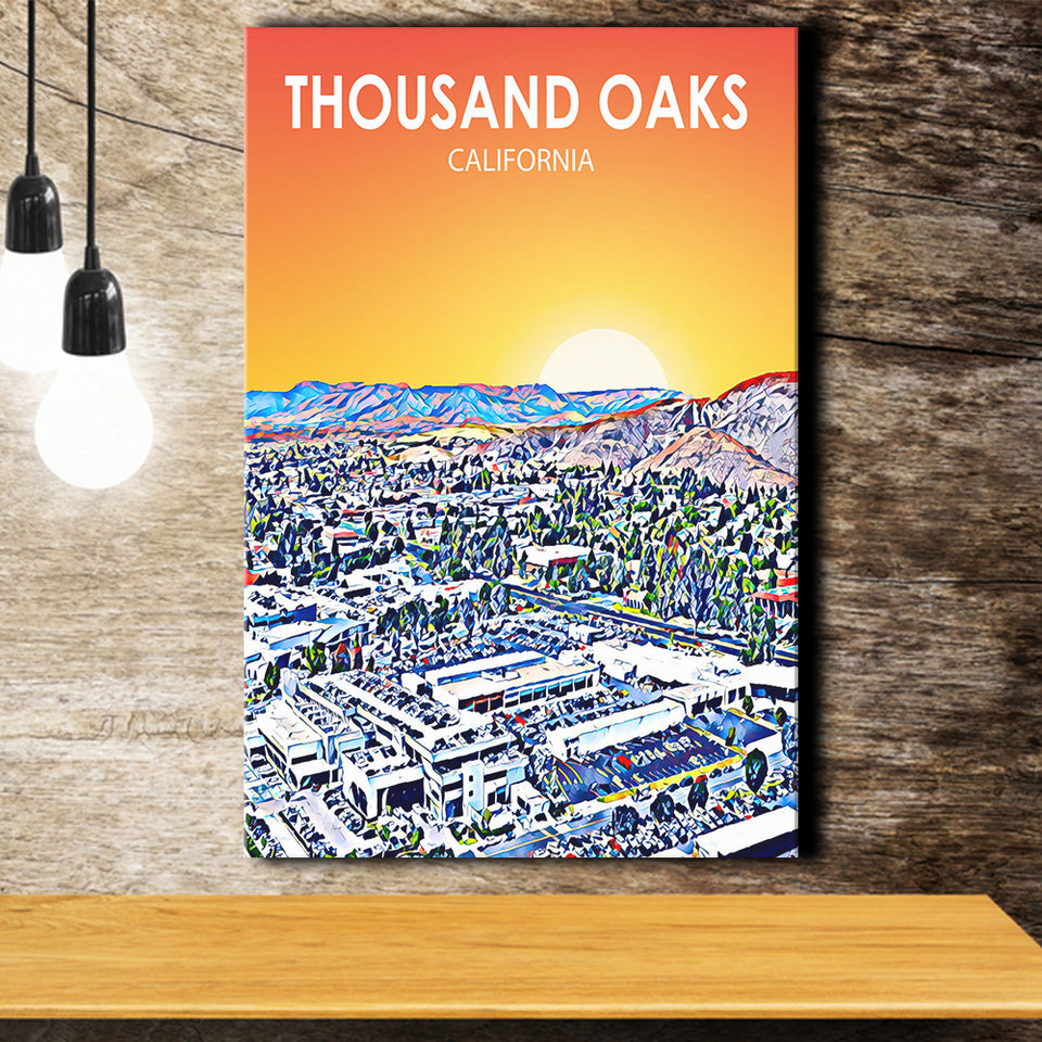 Thousand Oaks CA Art California Sunset Landscape ,City Art Print, Large Canvas, Canvas Print Wall Art Home Decor