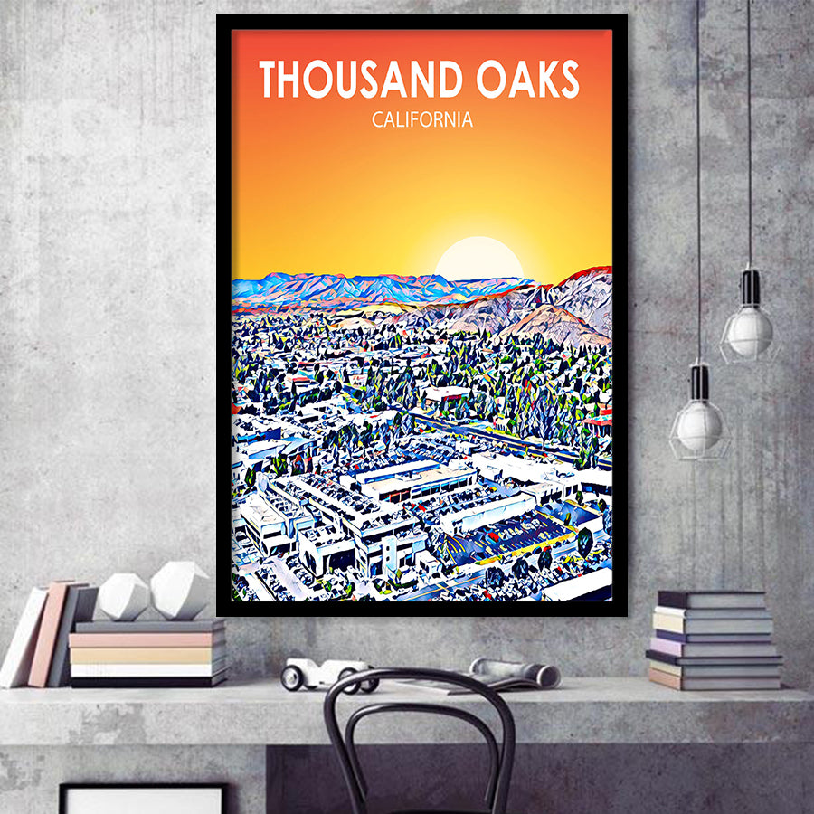 Thousand Oaks CA Art California Sunset Landscape, City Art Print, Framed Art Print Wall Art Home Decor, Framed Picture