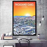 Thousand Oaks CA Art California Sunset Landscape, City Art Print, Framed Art Print Wall Art Home Decor, Framed Picture