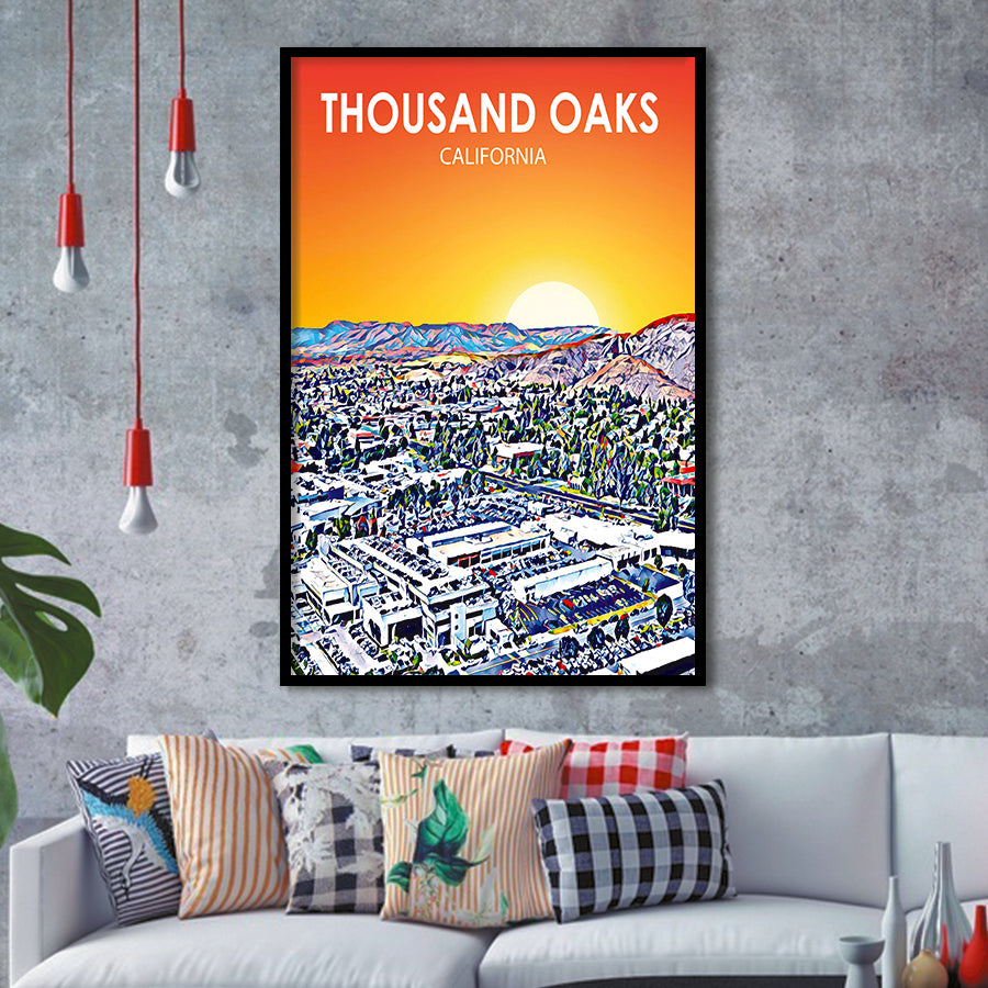Thousand Oaks CA Art California Sunset Landscape, City Art Print, Framed Art Print Wall Art Home Decor, Framed Picture