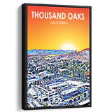 Thousand Oaks CA Art California Sunset Landscape, Large Canvas, Framed Canvas Print Wall Art Home Decor, Floating Frame