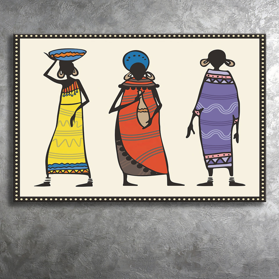Three Africans in Sketch Canvas Prints Wall Art - Painting Canvas, African Art, Home Wall Decor, Painting Prints, For Sale