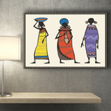 Three Africans in Sketch Canvas Prints Wall Art - Painting Canvas, African Art, Home Wall Decor, Painting Prints, For Sale