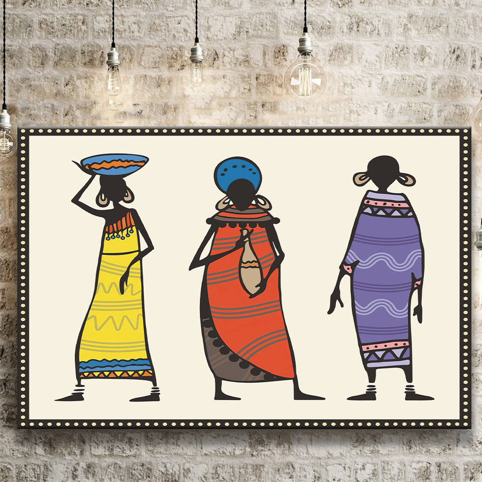 Three Africans in Sketch Canvas Prints Wall Art - Painting Canvas, African Art, Home Wall Decor, Painting Prints, For Sale