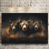 Three Brown Bear Canvas Prints Wall Art Home Decor, Painting Canvas, Living Room Wall Decor