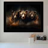 Three Brown Bear Framed Art Prints Wall Decor, Painting Art, Framed Picture