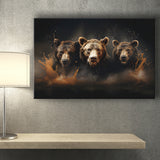Three Brown Bear Canvas Prints Wall Art Home Decor, Painting Canvas, Living Room Wall Decor