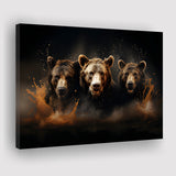 Three Brown Bear Canvas Prints Wall Art Home Decor, Painting Canvas, Living Room Wall Decor